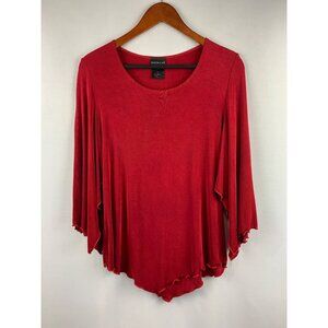 Citiknit Red Asymmetrical Hem Top Womens X